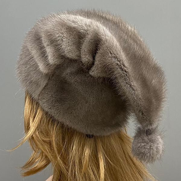 

Зимние женские шапки из натуральной норки, роскошные рождественские шапки, женские стильные шапки из цельной шкуры ручной работы высокого качества, русская шапка One Size серый