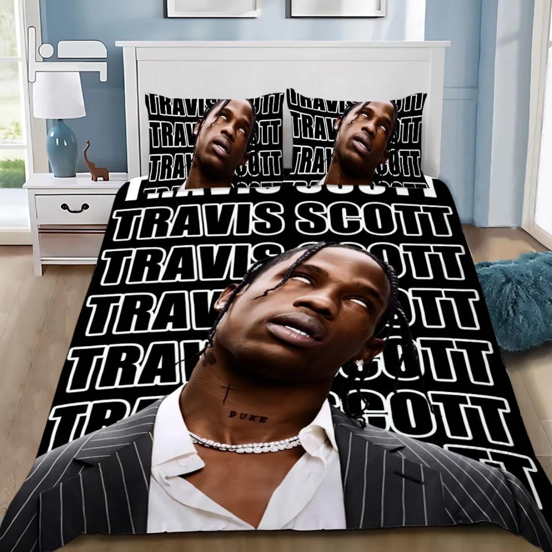 

Comforter Rapper T-Travis Scott Jack Bedding Set Rapper Adult Boy Girl Bedroom Decoration Children Single Double Comforter (quilt)-EU Single(135*200cm)3pcs