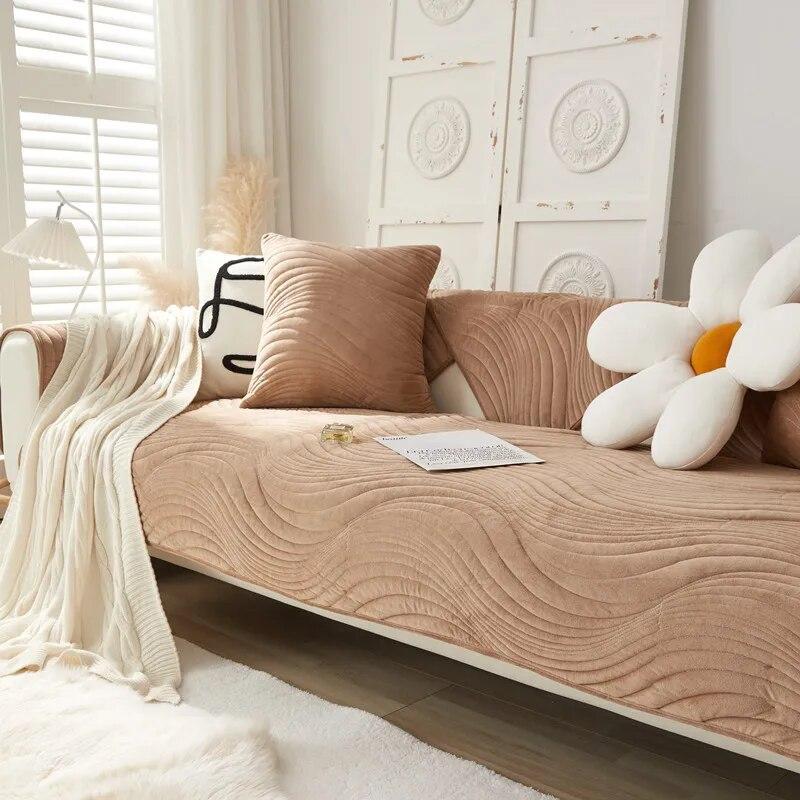 Nordic Solid Color Universal Sofa Cover for Living Room Non-slip Sofa Cushion Couch Towel Thicken Plush Sofa Towel Home Decor