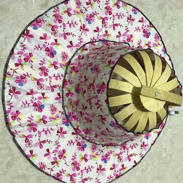 

WTEMPO 1 шт. Летние шляпы от солнца с цветочным принтом в китайском стиле, весенний веер и шляпа 2 в 1, многофункциональные солнцезащитные шляпы для защиты от солнца на пляже 1pc розовый