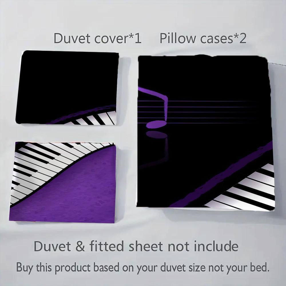 1PC Music, Guitar Theme Bedding Quilt Set Quilt Cover Pillowcase Home Decoration Birthday Gift (1 * Duvet Cover + 2 * Pillowcase, Without Core)
