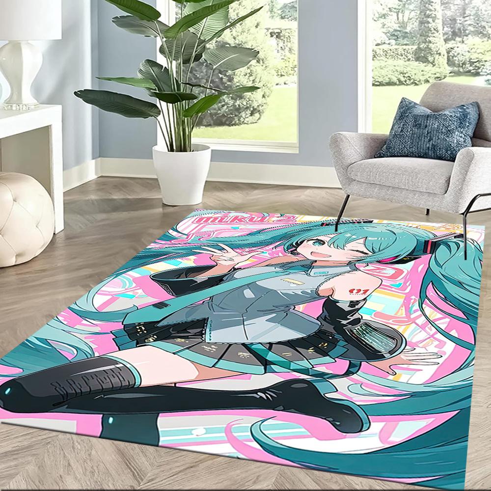 Hatsune Miku Style Square rugs are a great choice for living rooms, bedrooms, home décor, and as gifts.