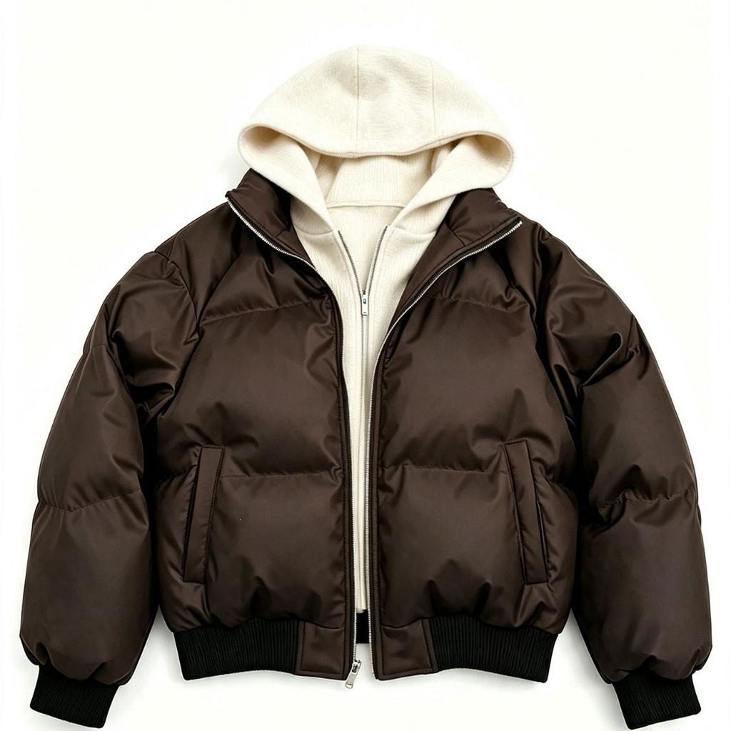 Jacket silhouette cotton-padded clothes women's winter American jacket hooded PU leather season fake two-piece cotton-padded jacket short thermal cott