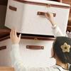With Rivets Storage Box Linen Large Capacity with Lid Zipper Home Handheld Clothes Trousers Dormitory Wardrobe Organiser Bin