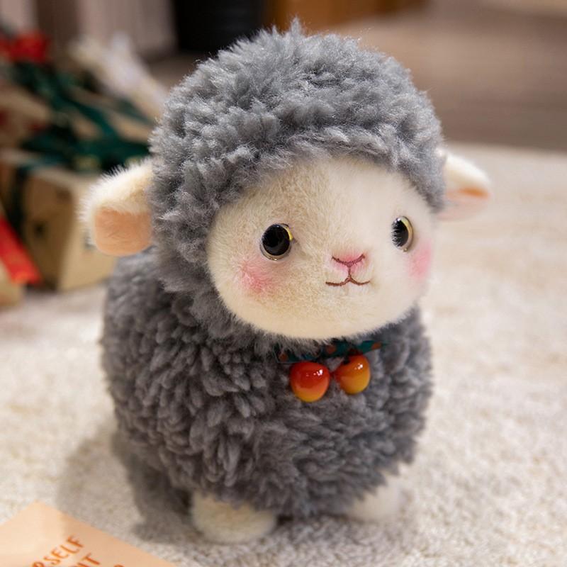 Doll Tribe Cherry Lamb Plush Toy, Cute Alpaca Pillow, Stuffed Animal Doll Gift for Kids, 25cm/35cm, Yellow White Gray