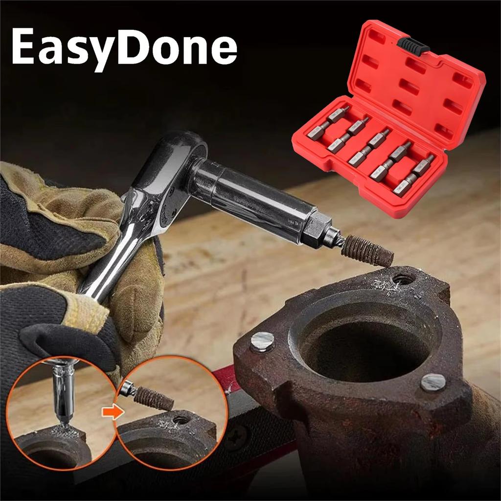 With Storage Case 10-Pack Hexagonal Head Bolt Remover, Multi-Spline Screw Extractor Set Chrome Moly Alloy Steel