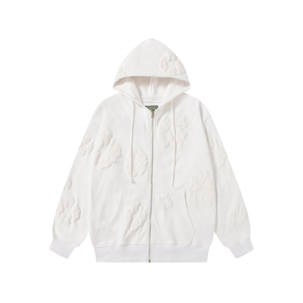 Modna bluza z kapturem i zamkiem, wypełniona pianką kapok, z nadrukiem - Jesienna moda unisex