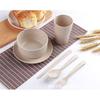 6Pcs Wheat Straw Dinnerware Set for Kids, Reusable Eco-Friendly Tableware Includes Bowl Plate Spoon Fork Chopsticks, Portable Gift Utensils