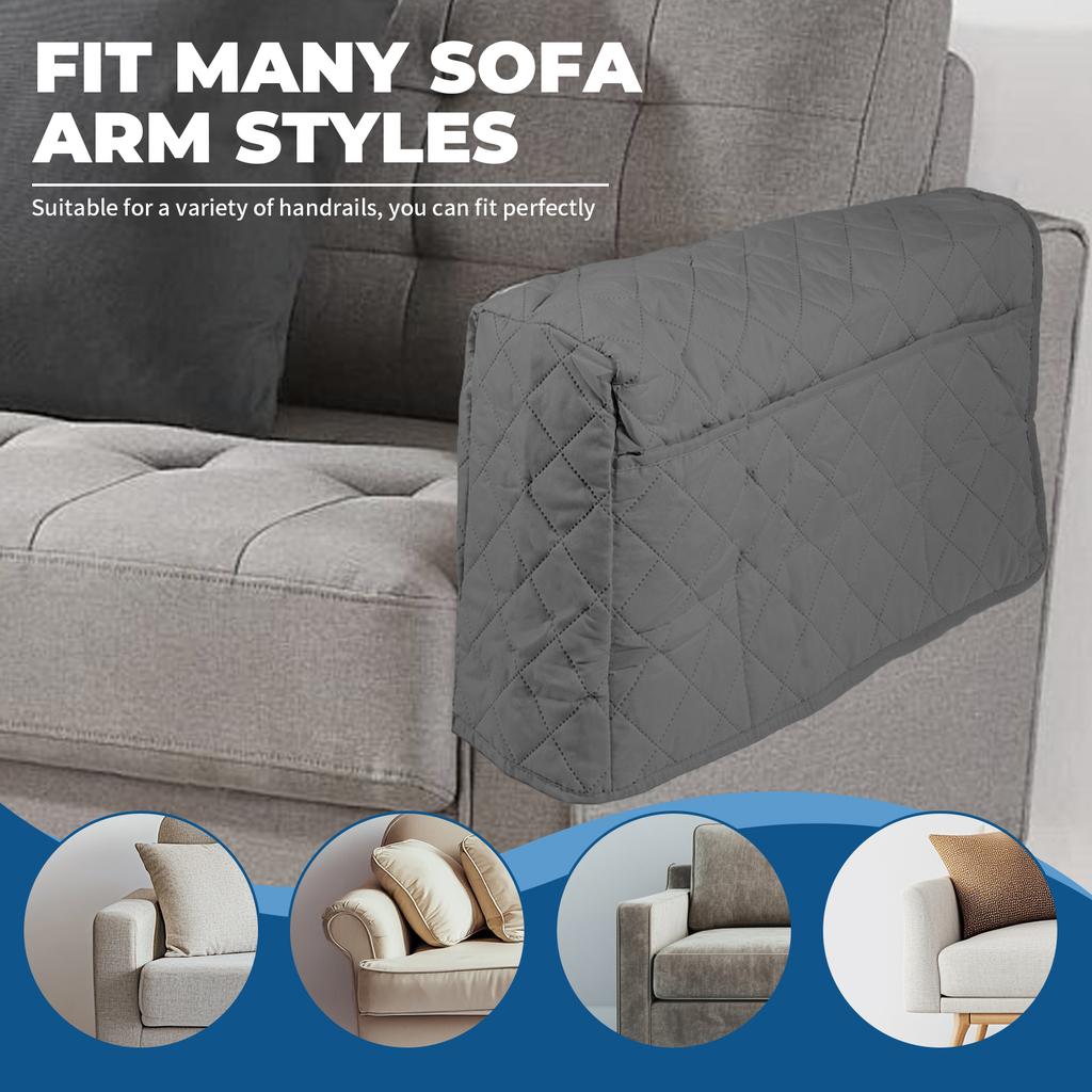 2Pcs Waterproof Sofa Armrest Cover Multifunction Sofa Arm Furniture Protector with Side Pocket for Storing TV Remote Phone Items