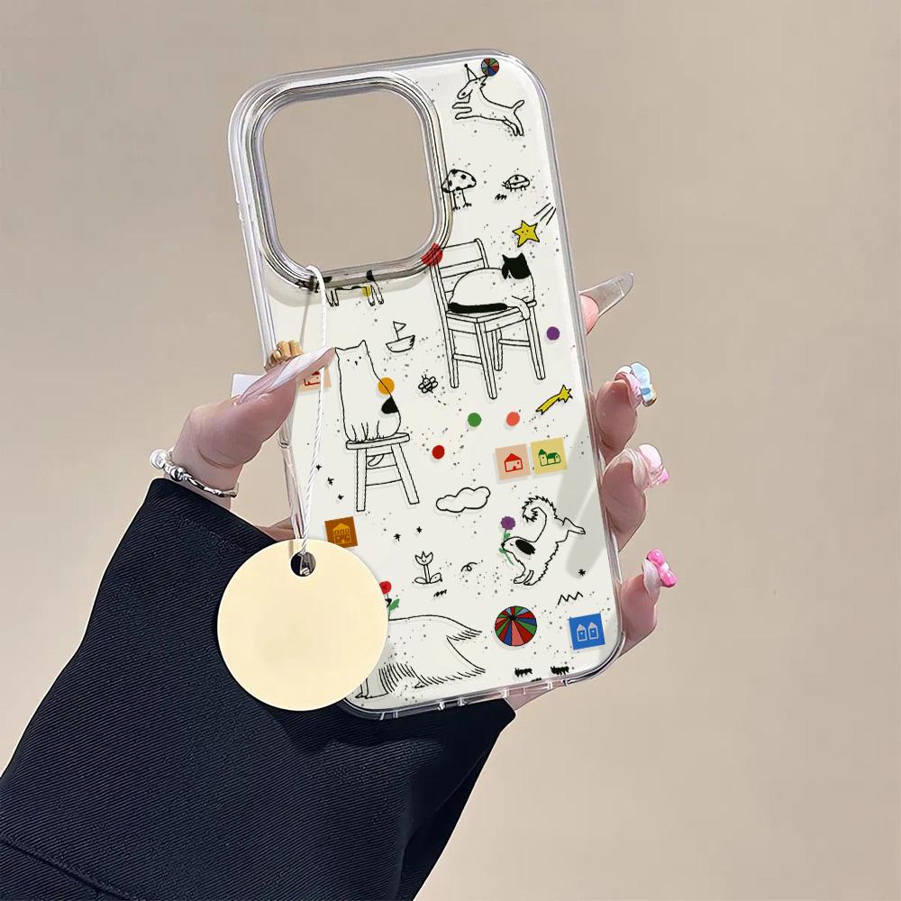 Painted Phone Case for iPhone 12 13 15 16 iPhone 16 12 13 14 15 Pro  14 15 16 Pro Max Coverage Shockproof Anti-Fingerprint Fresh Style Protective Case