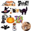 Home Wall Window Showcase Accents Halloween Wooden Pendants, Reusable Decorative Hanging Ornaments, Pumpkin Witch And Ghost Handmade Embellishments