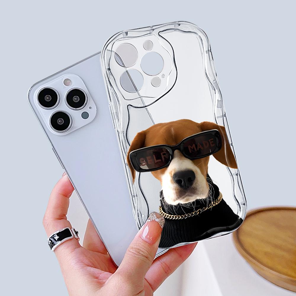 Cartoon Pattern Cream Texture Casing Wavy Edge Soft Silicone Cover Phone Case for IPhone Samsung Huawei Honor Xiaomi Redmi OPPO Realme Vivo Infinix