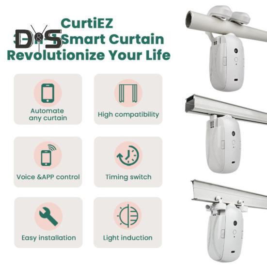 Smart Automatic Curtain Opener with Light Sensor High-Performance Motor Voice Control Universal Simple Installation Curtain Opener