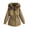 Women's Big Fur Collar Loose Pie Overcomes Short Cotton Clothes, Winter Waist Warm Cotton Coat