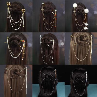 Gift Retro Hair Accessories Pearl Tassel Hair Fork Headdress Hair Sticks Double Strand Hairpins
