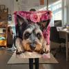 Schnauzer and Roses,pattern Flannel Blanket, High Quality Comfortable for All Seasons, Home Decor, Warmth and Comfort, Perfect for Gifts.