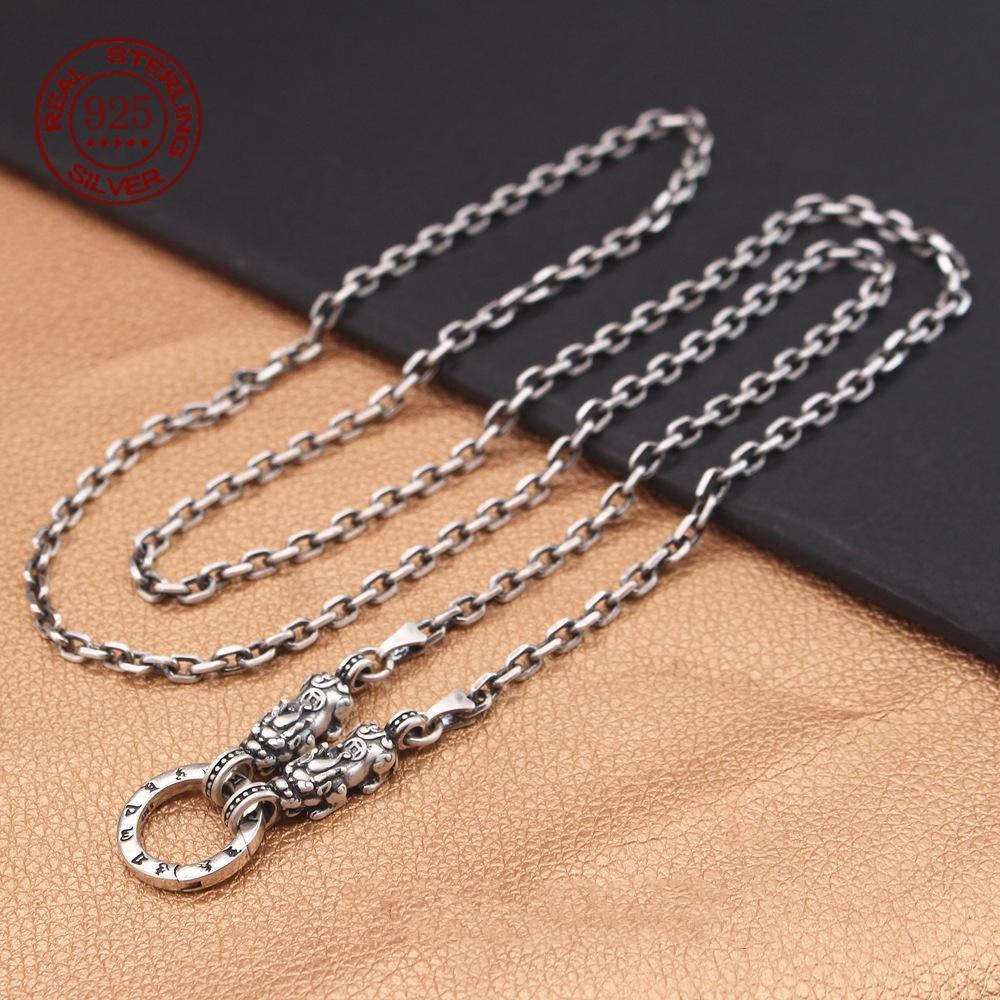 Neu gestaltete Hohl-Halskette aus Sterlingsilber Glück Glücksbringer Retro Hip Hop Herren Damen Mode Punk Schmuck Geschenk