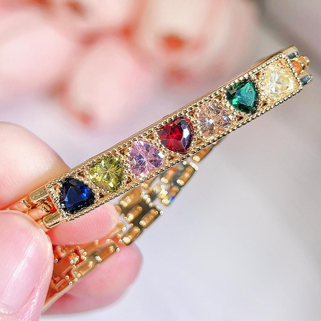 CMM Indian Ethnic Color Love Zircon Retro Exotic Bohemian Vacation Style Tennis Bracelet Women's Party Hand Jewelry