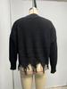 Pullover Einfache Mode Lose Vintage Herbst und Winter Mode Damen Weiche Klassische Kleidung Baumwolle Quaste Gebrochen Löcher Pullover Strick