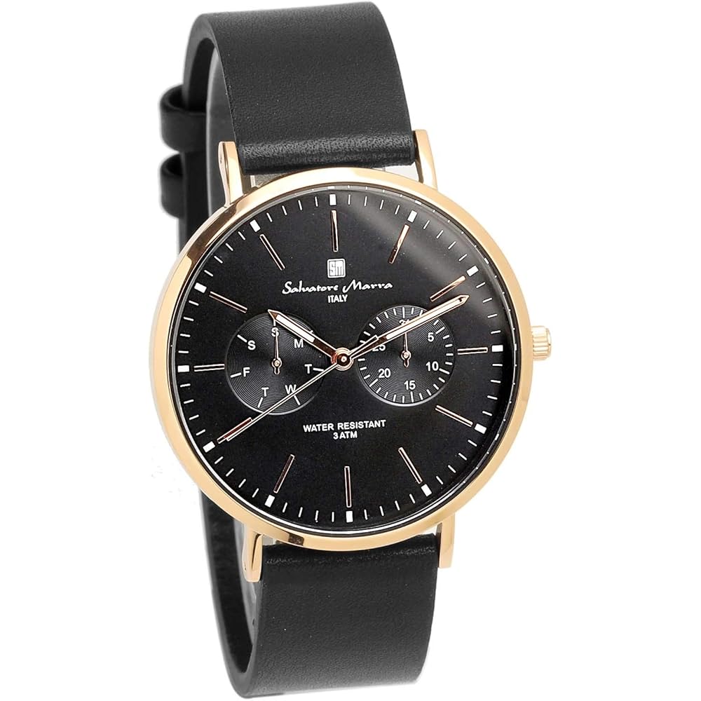 Salvatore Marra Unisex Quartz Watch with Calendar Rose Black SM15117L