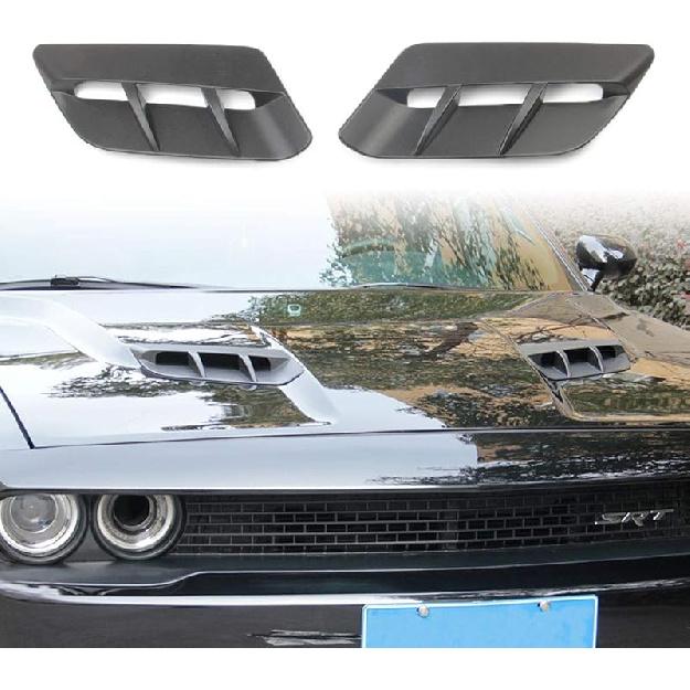 Korlot Engine Hood Air Outlet Vent Moulding Cover Trim For Dodge Challenger 2015-2023(Matte Black)