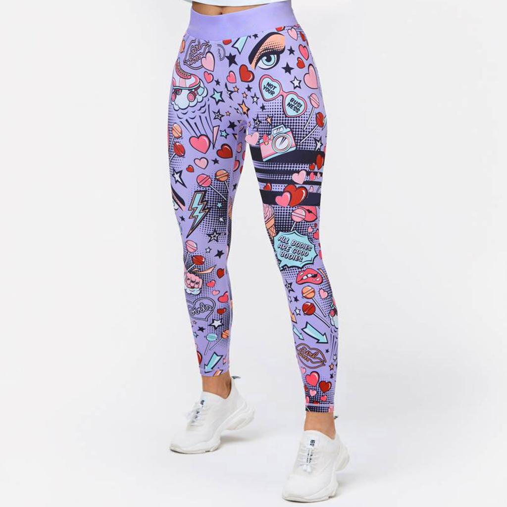 Printed Tight Pants, High Waisted Sports Leggings, Women's Yoga Clothes, Yoga Pants, Elastic Sports Pants
