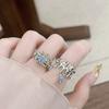 Original Design Niche Cold Wind Blue Zircon High Sense Irregular Folds Personality Open Ring Female