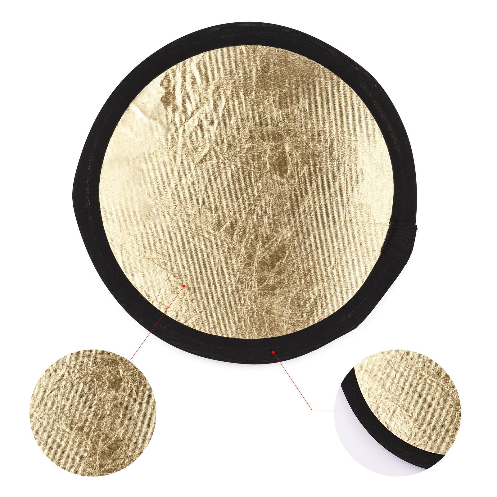 

2 in 1 Silver and Gold Light Reflectors for Video, Portable 30cm Round Photography Reflector for Studio with Carry Bag, Great Helper Tool for