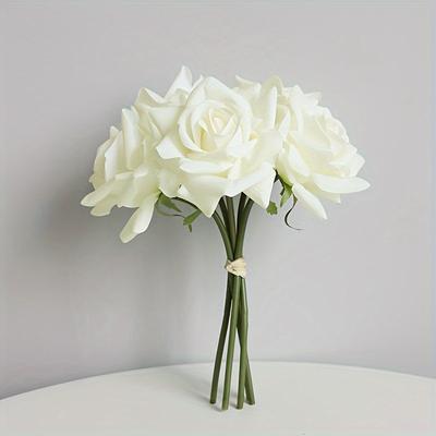 5pcs/Bundle Lifelike Rose Artificial Flowers - Moisturizing, Real Touch,for Wedding Photography Props, Home Garden Balcony Desktop Decoration