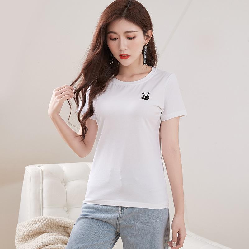 Spring New Short-sleeved Ins Korean Version T-shirt Girls Round Neck Casual Printed Tops Fashionable and Cute Women's Clothing