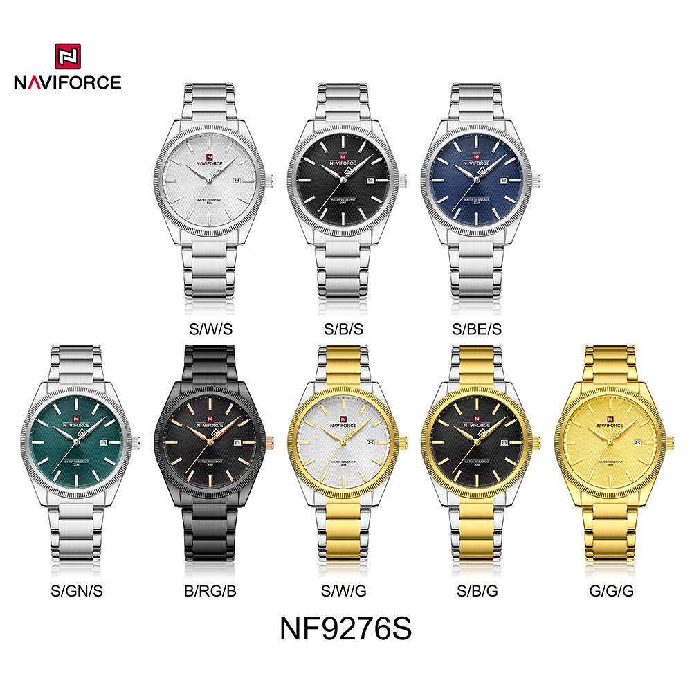 Naviforce Original Simple Men Watch Calendar Quartz Movement Luminous Pointer Waterproof 3ATM Stainless Steel Strap Men Watch NF9276S