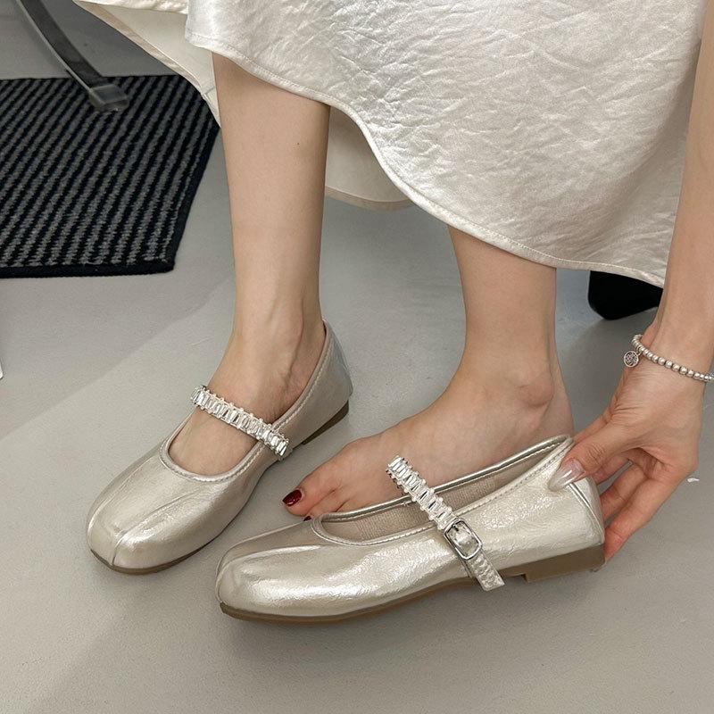 Beautiful matching skirt ballet Mary Jane single shoes women's spring and autumn new flat French small leather shoes women