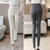 Women Leggings Good Elasticity Fleece Lined High Waist Solid Color Skinny Autumn Winter Thermal Pencil Pants for Daily Wear