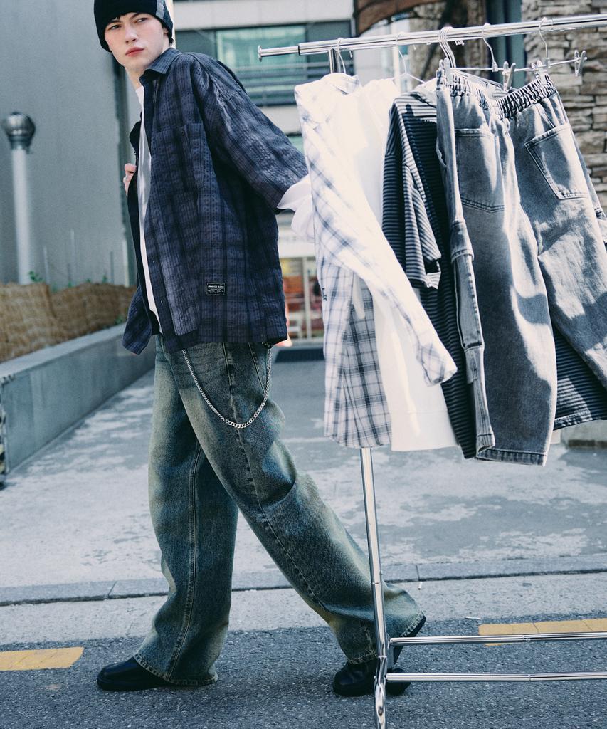 Eonoideu Essential Seersucker Check Shirt Lq2Yu343_Charcoal