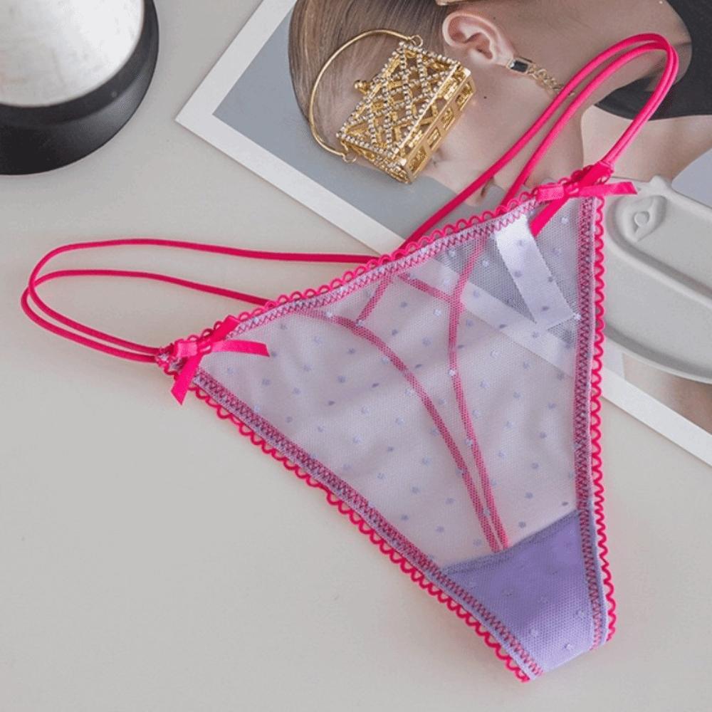 Thin Belt Underwear for Women Low Waist Mesh Seamless Panties Sweet Transparent Thong Girl