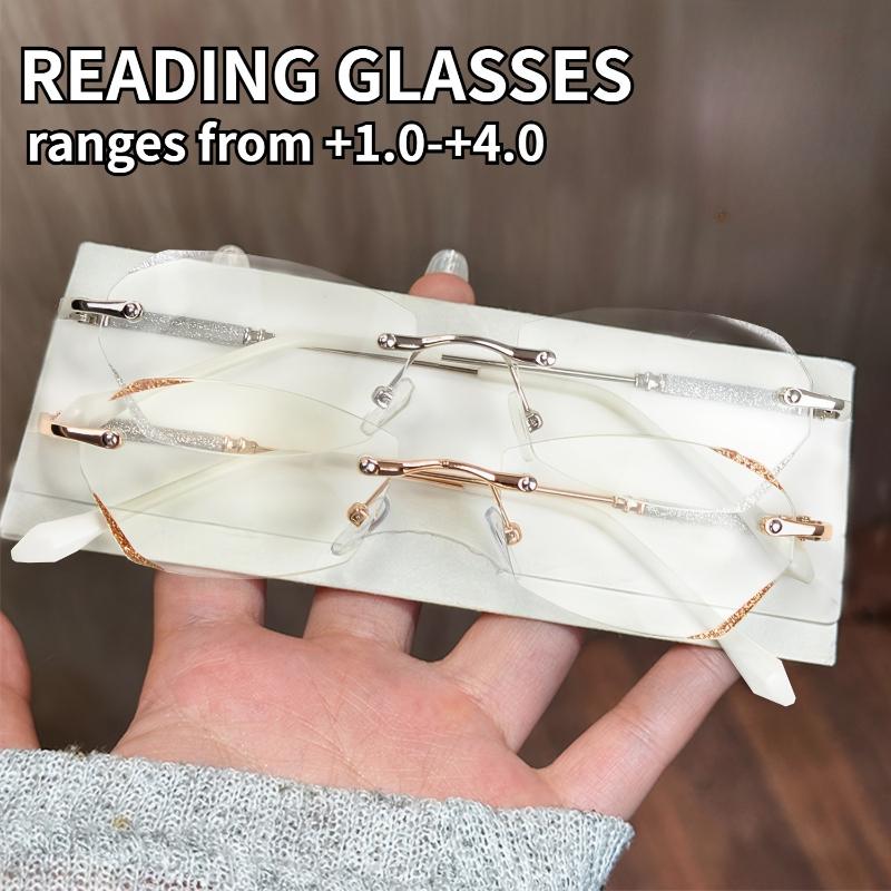 2PCS High-definition Diamond Trimmed New Reading Glasses with Fashionable Reading Style  A Gift for Parents