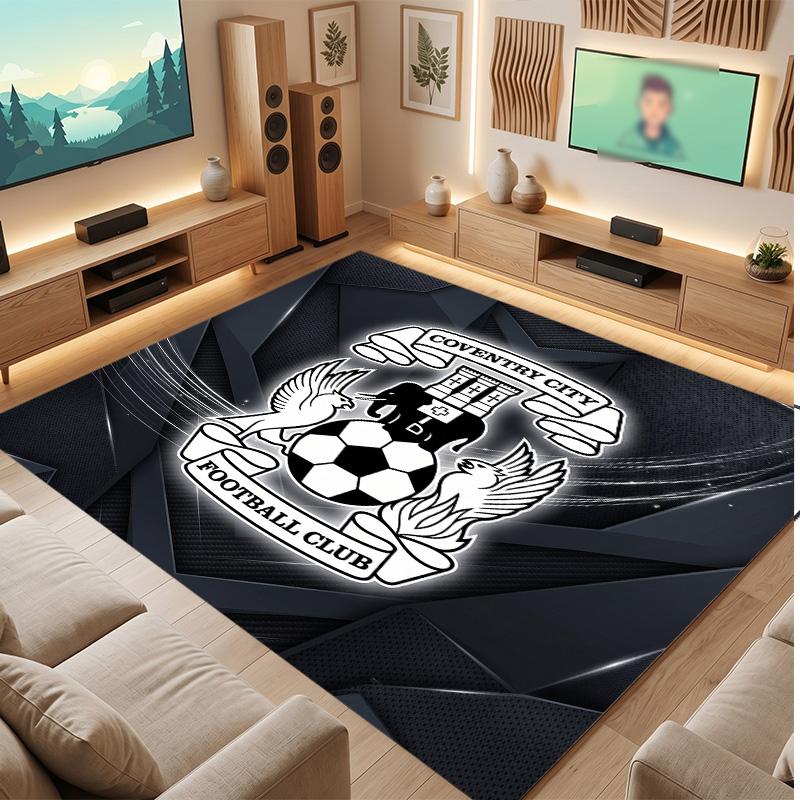 Tappeto in Velluto di Cristallo con Stampa del Coventry City Football, Comodo Assorbente d'Acqua Antiscivolo Tappeto per Pavimenti Interni