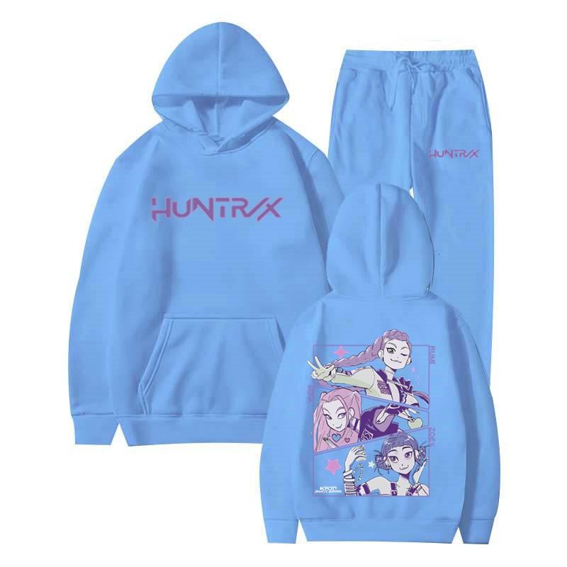 Unisex Hooded Sweatshirt Set Kpop Style Printed Loose Fit Winter