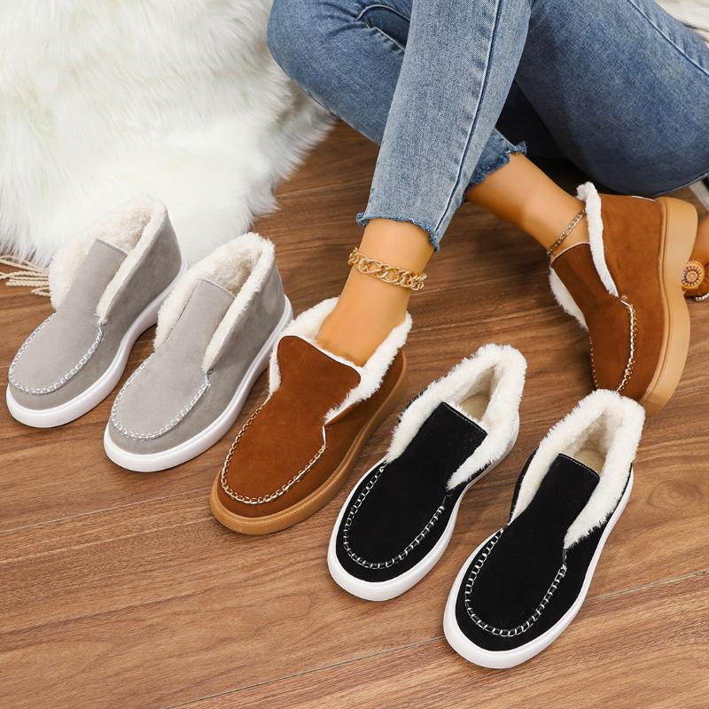 Fashion Women Outdoor Flats Snow Boots 2024 New Winter Warm Trend Fashion Thickened Fluff Ankle Boots Casual Comfortable Slip on Shoes