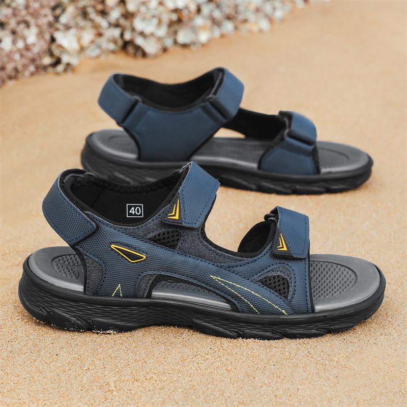 Fashion Men's Casual Summer New Style Genuine Leather Sandals With Non-Slip TPR Outsole Beef Tendon Breathable Beach Shoes