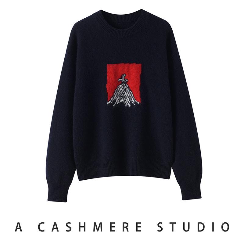 Lekasha Cashmere Round Neck Jacquard Knit Sweater - New Autumn/Winter Style