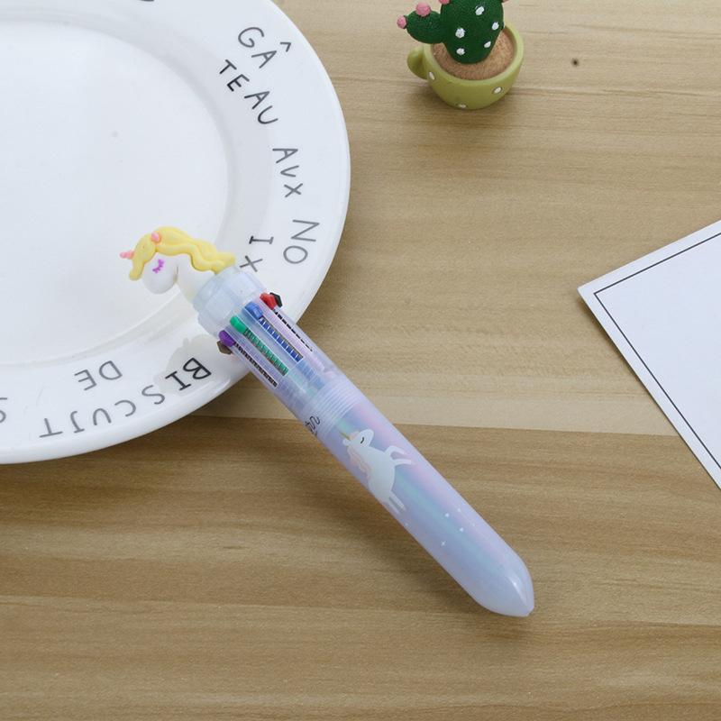 Ten-color Ballpoint Pen Girl Heart Cartoon Press Multi-color Pen Multi-function Color Handbook Pen Creative Cute Pen