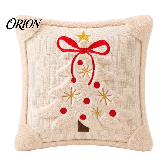 Soft Plush Decorative Cushion Cover Christmas Tree Cover, Embroidered Throw Pillow Holiday Seasonal Home Accents Case for Decor, 18 x Inches Covers