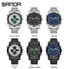 Sanda Tide Men's Dual Display Chronograph Watch: Cool Steel Band, Large Screen, Multifunctional, Waterproof, with Alarm Clock.