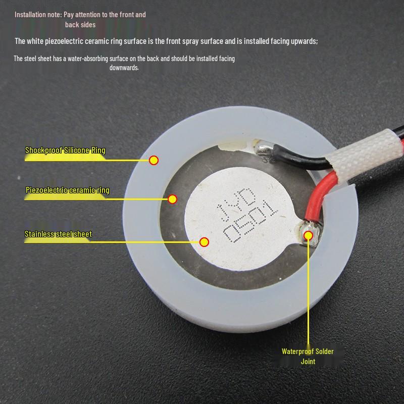 Ultrasonic Humidifier Oscillator: Microporous Ceramic Transducer with Steel Sheet (20/25MM)