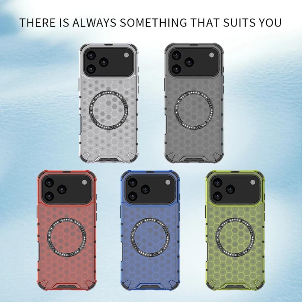 Honeycomb Texture Armor Magnetic Clear Phone Case for IPhone 17 Air Pro Max Magsafe Wireless Charging Silicone TPU Protect Cover