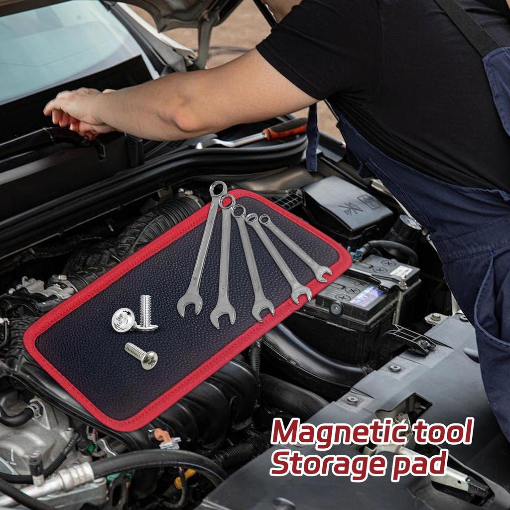 Magnetic Tool Pad, Magnetic Tool Storage Pad, Black Green Magnetic Suction Leather Pad