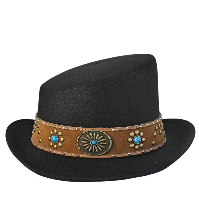 Schräges Oberteil Fedora Unisex Gentleman Cosplay Derby Bowlerhut Britische Form Hut Herbst Winter Magischer Hut Federzubehör