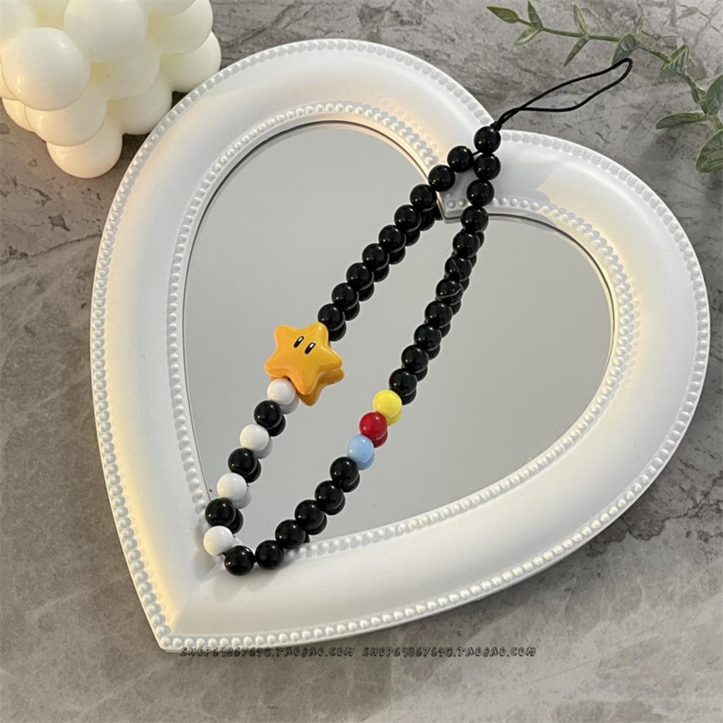 Y2K Cute Star Beads Rope Phone Chain Lanyard Charm Strap Wrist Beaded Hanging Cord Bracelet Keychain for Camera Sweet Girl Woman