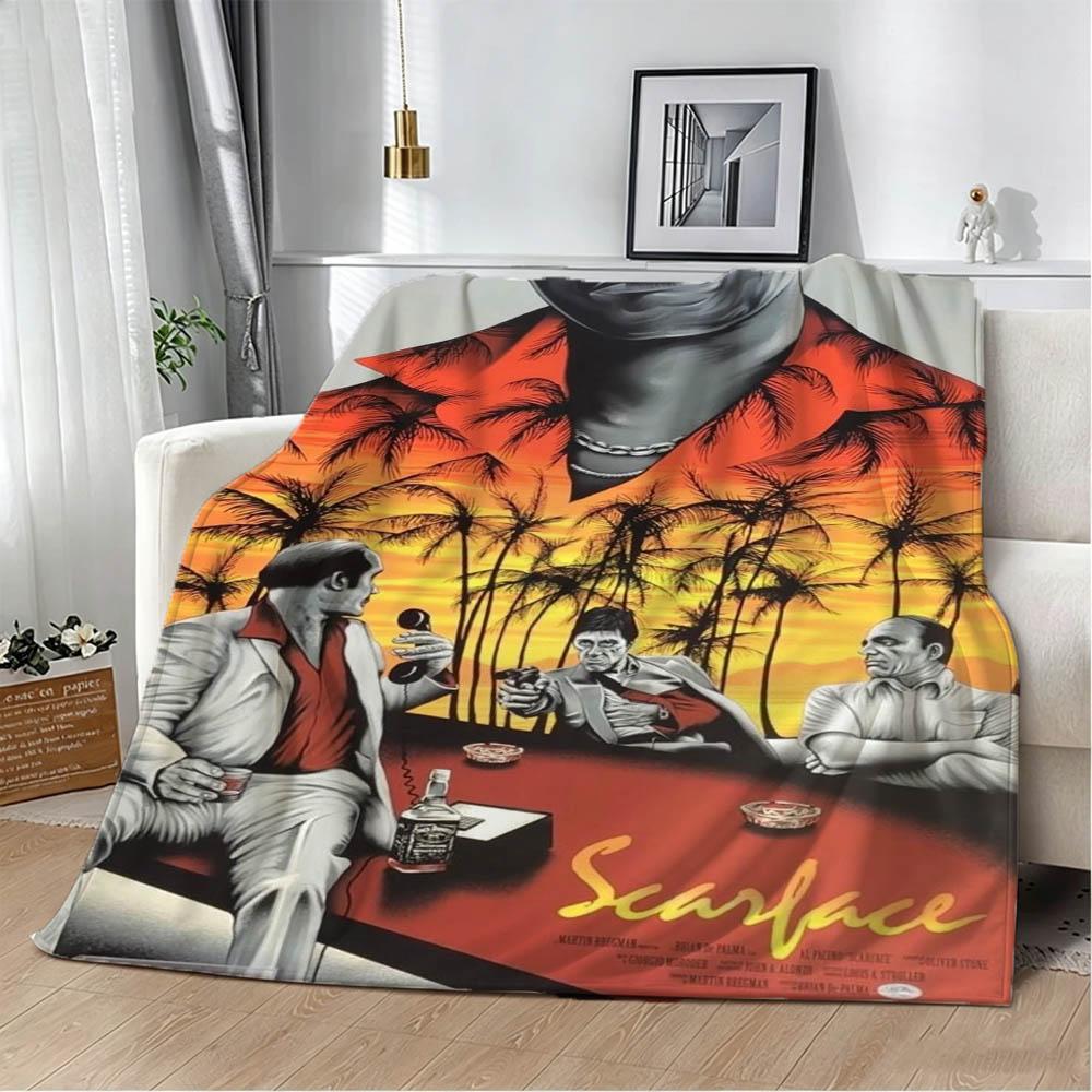 3D S-Scarface-S The World Is Yours Movie Flannel Blanket Soft Throw Blanket Art For Home Decor Bedroom Bed Sofa Picnic Fans Gift